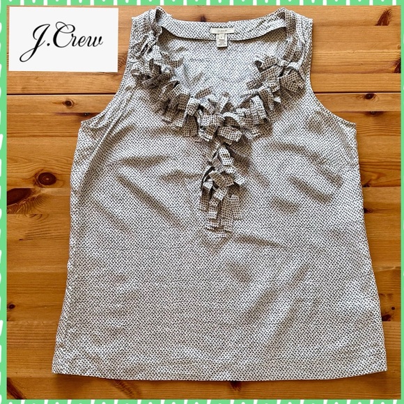 J.Crew Silk Waterfall Ruffled V-Neck Tank  - Size 8 - Picture 2 of 8